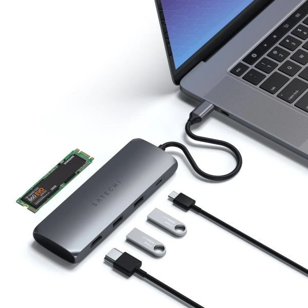 Adaptateur HUB USB-C hybrid SSD Gris Sideral – Image 4