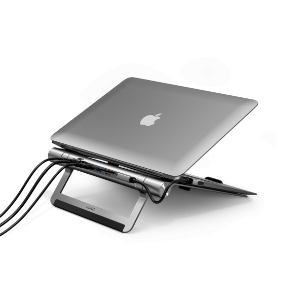 Stand + Hub USB-C 8 en 1 Epico Aluminium argent