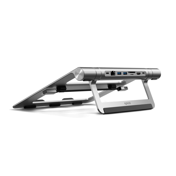 Stand + Hub USB-C 8 en 1 Epico Aluminium argent – Image 2