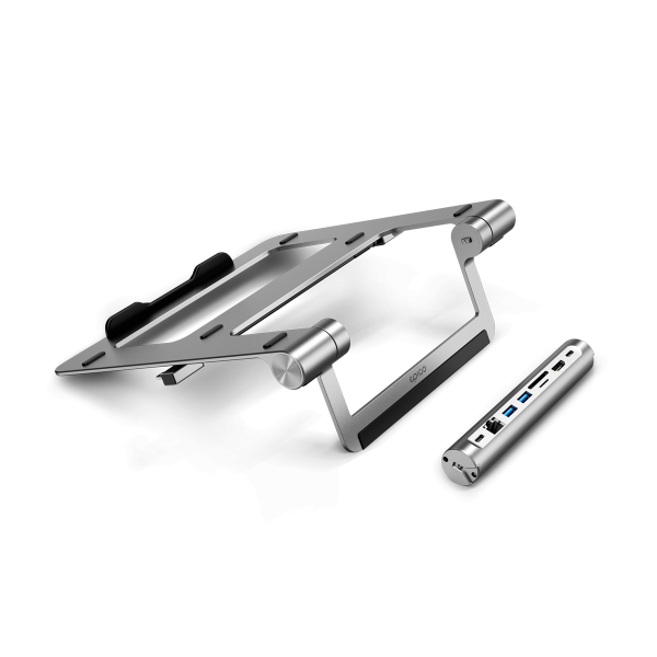 Stand + Hub USB-C 8 en 1 Epico Aluminium argent – Image 3