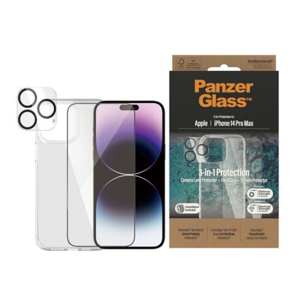 Coque 3 en 1 iPhone 14 Pro Max Panzer transparente
