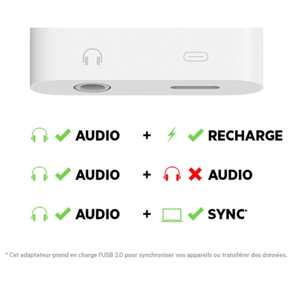 Adaptateur Lightning vers jack RockStar audio + recharge - Belkin
